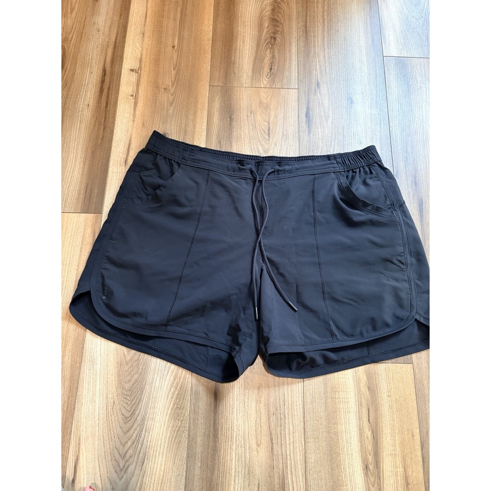 Lands End Black Athletic Shorts Women's 16 Swim Running Outdoors Stretch Pockets